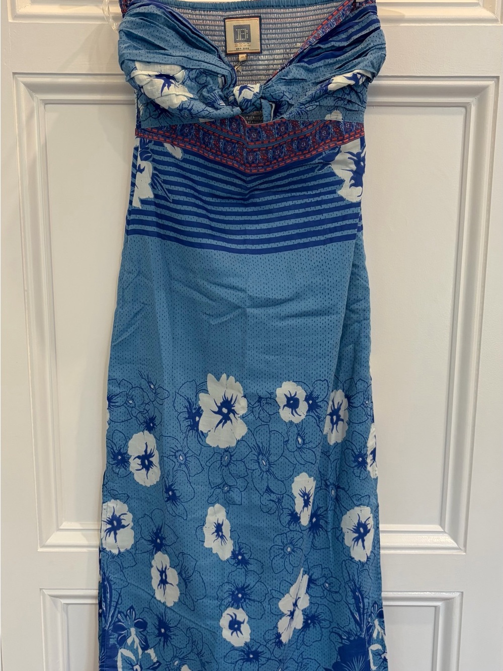 Alicia Bell Blue Floral Strapless Maxi Dress - new with tags